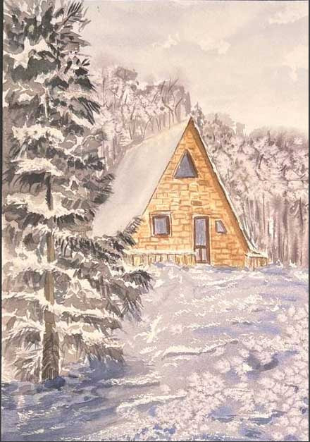Дом на опушке зимой