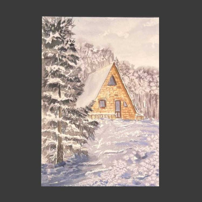 Casa en el borde en invierno