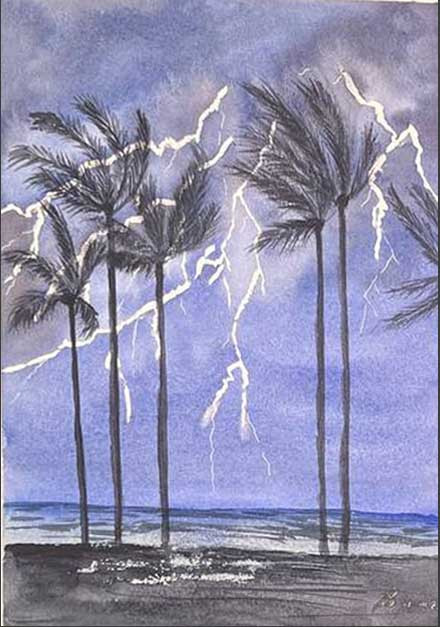 Palmeras y tormenta