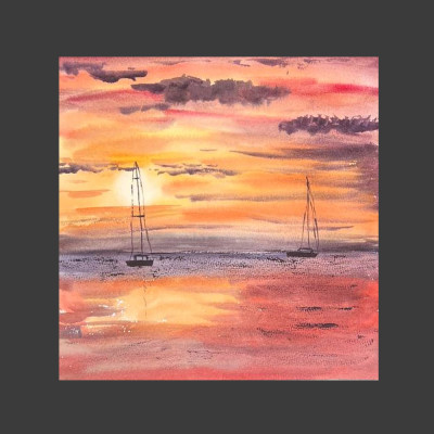 Puesta de sol del mar