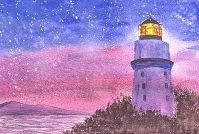 A lighthouse in the night