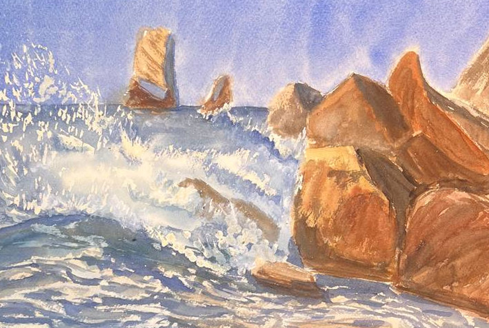 Las olas golpean las rocas