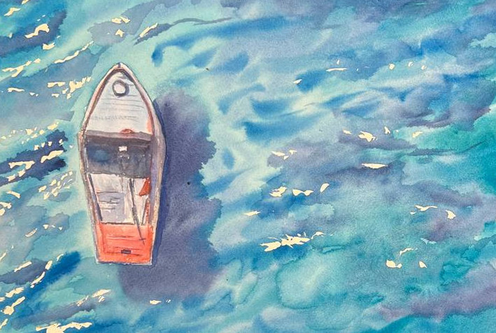 Barco solitario en el mar