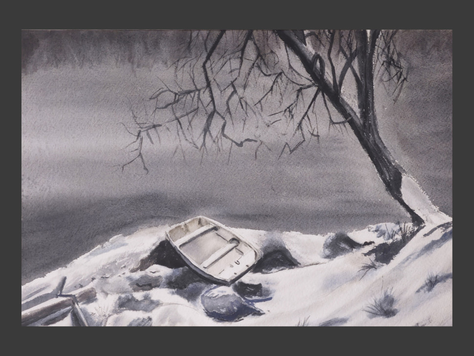 Лодка в снегу