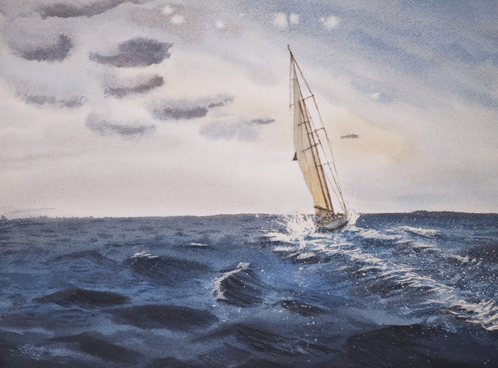 Парусник в волнах