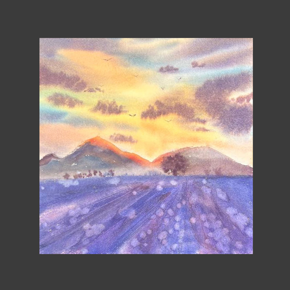 Закат в лавандовых полях