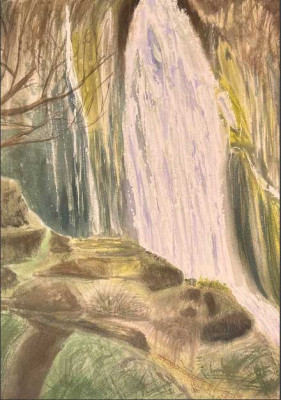 Waterfall in the middle of the mountains